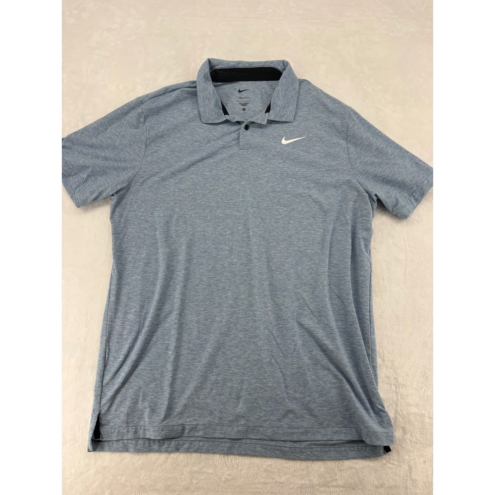 Nike Polo Mens Large Polo Blue Heather Dri-FIT Short Sleeve Golf Shirt